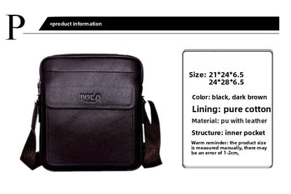 New Men's Single Shoulder Business Crossbody Bag Casual Solid Color Vertical POLO Men's Single Shoulder Back