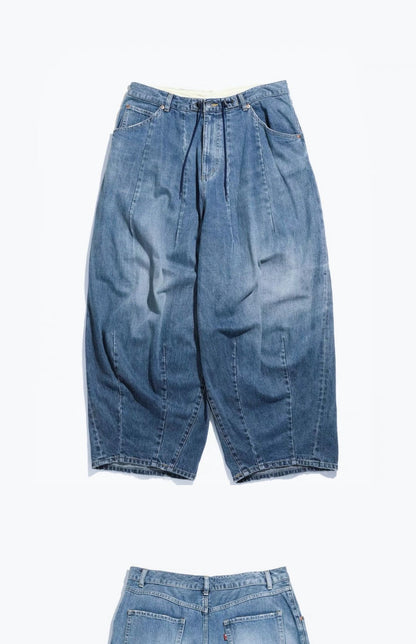 Japanese Retro High-quality Washed Loose Wide Leg Balloon Denim Pants for Men 25ss New Arrival