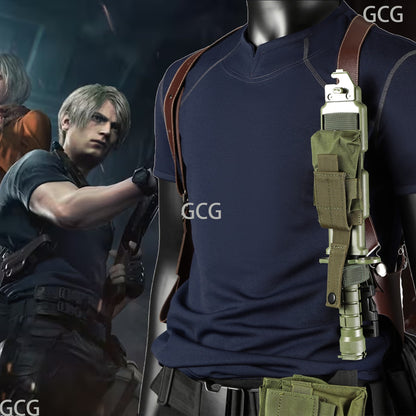 Carnival Game Leon Kennedy Costume RE Accessories Utility Belt With Bags Hero  Cosplay T-Shirt Officer Armpit Holster Halloween