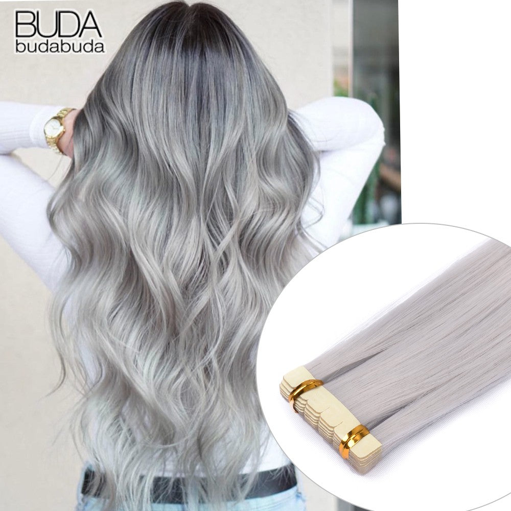 Apliques de Cabelo Sintético Liso com Fita Adesiva 10 Peças Extensão de Cabelo Natural 24 polegadas para Mulheres Invisível Dupla Face Estilo Livre