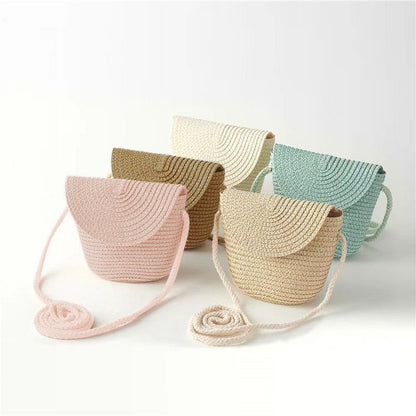 New Half Round Straw Bags for Women Summer Beach Rattan Bag Handmade Woven Half Moon Crossbody Handbags Bohemia