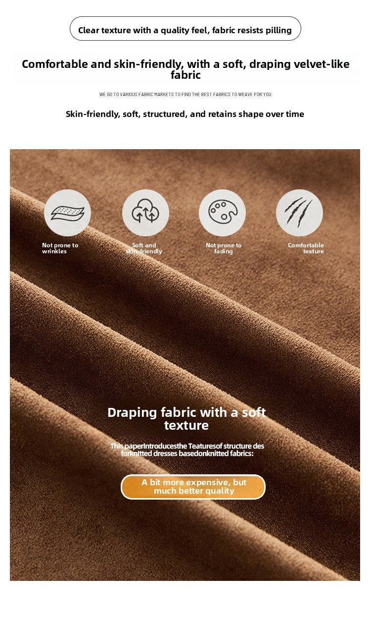 Caramel Suede Half-length Skirt Women's Autumn Winter New Irregular Belt Slim A- Line Midi Umbrella Skirt Comfortable Casual S .