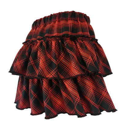 Pink Skirt Japanese College Style Youth Girl Plaid Skirt Female High Waist Slim Lolita Cosplay Y2k Skirt Goth Skirt