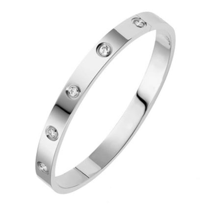 Bracelete Feminino de Aço Inoxidável 6mm 4mm Pulseira de Mão Feminina Joia da Moda Feminina Strass Designer Presente Aço Titânio