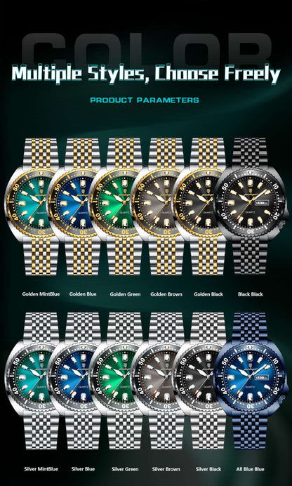 POEDAGAR Business Men Watch Date Week Waterproof Luminous Luxury Man Wristwatch Sports Stainless Steel Men's Quartz Watches Male