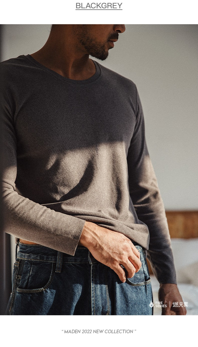 Maden Autumn and Winter Men Seamless Thermal Underwear Set Elastic Slim Inner Wear Underwear O-neck Long Sleeve Thermal Suit
