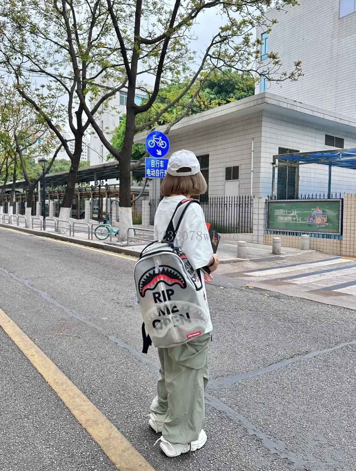 Fashion Shark Letter Transparent Backpack Men Sport Waterproof PVC Clear Plastic Schoolbag Casual Street Large Capacity Rucksack