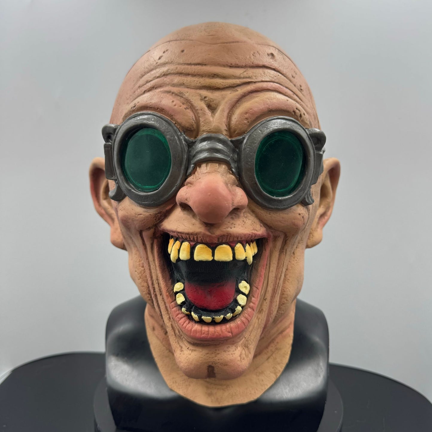 Halloween Scary Latex Mask Old Man Cosplay Head Cover Funny Bald Grandpa Prop with Goggles for Carnival Party