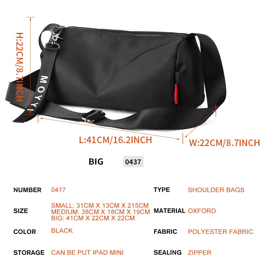 Men's Trendy Messenger Shoulder Bag Student Sports Waterproof Crossbody Sling Bags Leisure Design for Outdoor Solid Lightweight