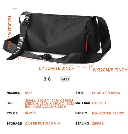 Men's Trendy Messenger Shoulder Bag Student Sports Waterproof Crossbody Sling Bags Leisure Design for Outdoor Solid Lightweight