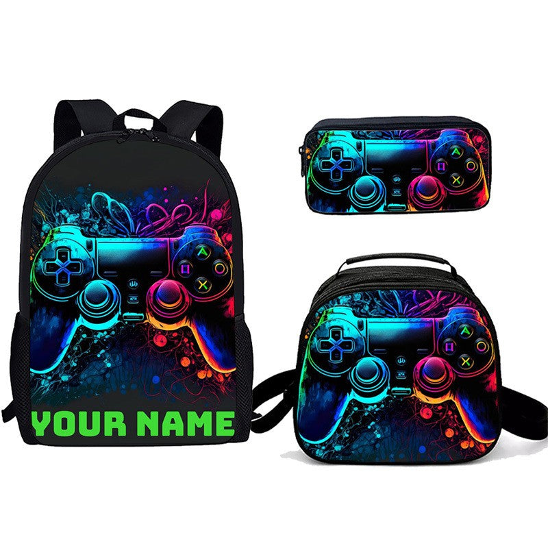 Desenho animado Popular console de jogos pad Impressão 3D 3pçs/Conjunto Mochilas Escolares de Estudante para Laptop Mochila Daypack Bolsa Transversal de Almoço Estojo de Lápis