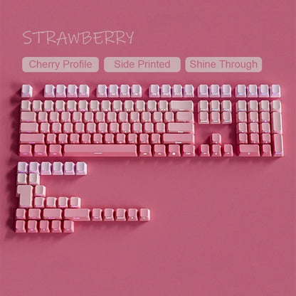 Novas Teclas 133 Gradiente Verde Shine Through Keycaps Impressão Lateral PBT Keycap Perfil Cherry Double Shot para Teclados Mecânicos