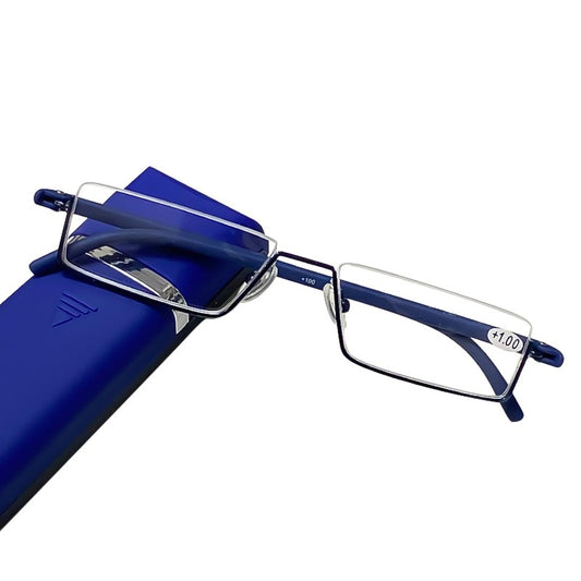 May Flower Metal Anti-Blue Light Reading Glasses Men Half Frame Prescription Eyeglasses Male TR90 Eyewear With Case óculos +1.75
