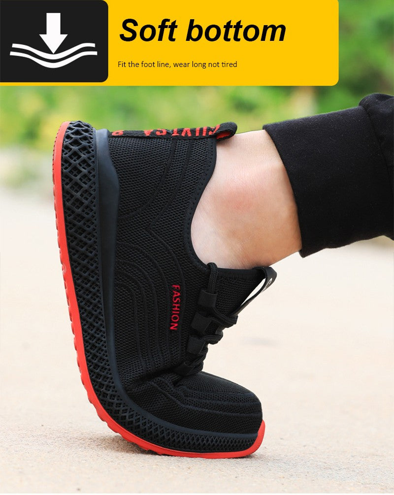 Manlegu Air Mesh Steel Toe Work Shoes Breathable Working Shoes Women Man Safety Shoes Lightweight Puncture-Proof Safety Boots
