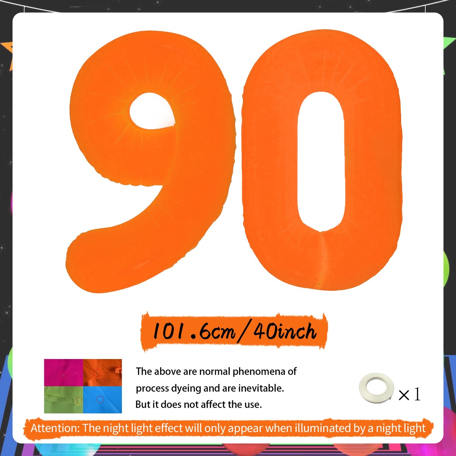 Orange Fluorescent Neon Digital Balloons Glowing Party Balloons Used for Birthday Parties, Anniversaries, Holiday Decorations