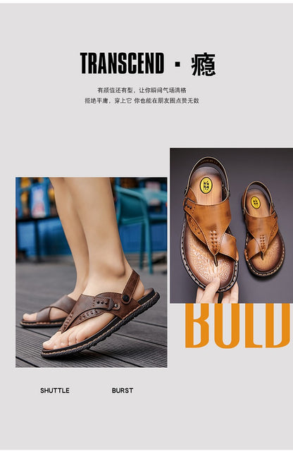 Sandals for men summer breathable and anti slip herringbone sandals dual-use for both external and soft soled men's beach shoes