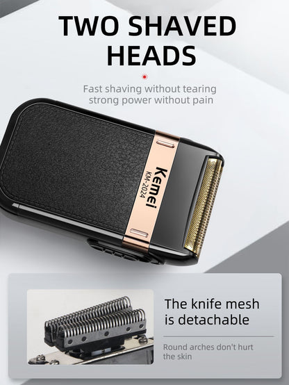 Kemei Electric Shaver for Men Waterproof Twin Blade Reciprocating Cordless Razor USB Rechargeable Shaving Machine Barber Trimmer