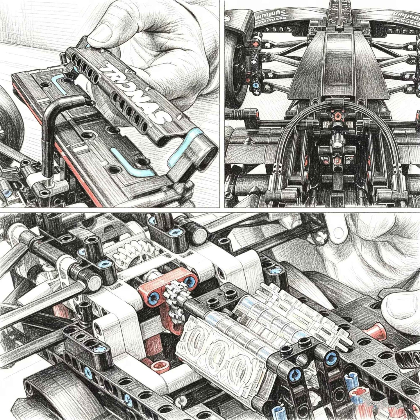 1:8 Scale Technical Performance 1432/1642PCS+ Race Car Mechanical Group Series Building Blocks Cars Bricks Model Collection Toys