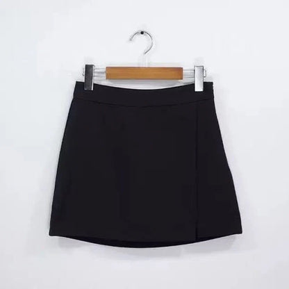 Black Mini Skirts Women Irregular Side Slits High Waist A Line Shorts Skirts Summer Korean Fashion Chic Hip Wrap Skirt Female