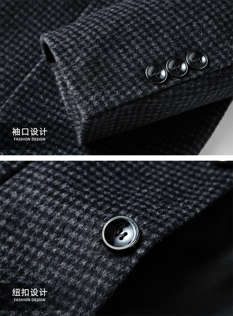 Autumn Winter New Fashion Men's Simple  Casual Business Trendy Loose Cotton Suit Blazers Male Houndstooth Coats Tops Clothes