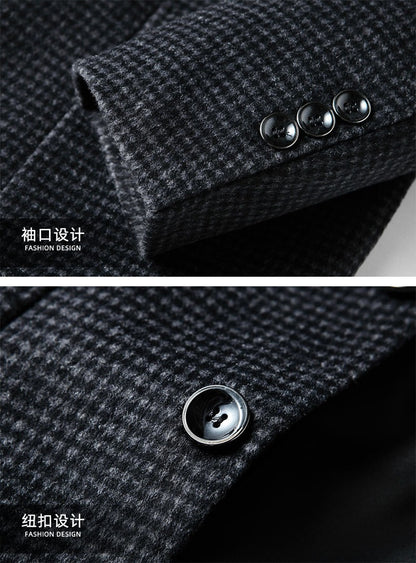 Autumn Winter New Fashion Men's Simple  Casual Business Trendy Loose Cotton Suit Blazers Male Houndstooth Coats Tops Clothes
