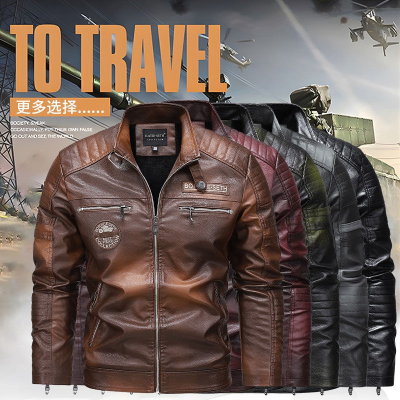 Quality New Male Casual Leather Jackets 7XL Autumn Winter Men Stand Collar Motorcycle Leather Jackets Vintage Leather Coat