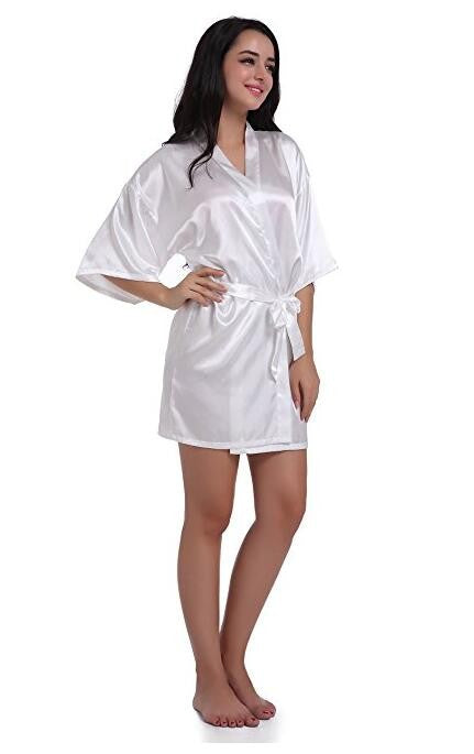 RB030 Sexy Large Size Sexy Satin Night Robe Lace Bathrobe Perfect Wedding Bride Bridesmaid Robes Dressing Gown For Women