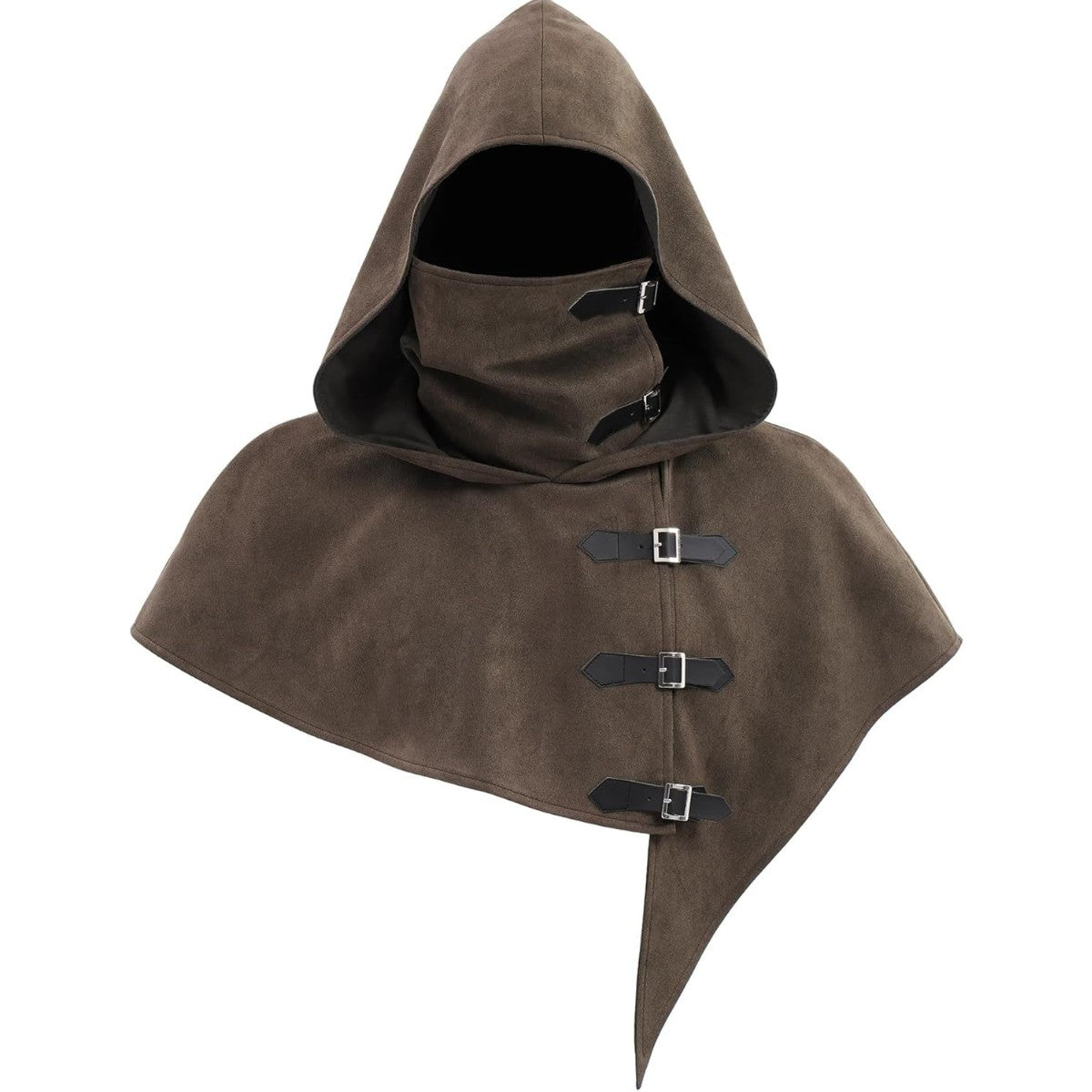 Vintage Medieval Hood Shawl Scarf Set Gothic Assassin Cowl Cape Adult Cosplay Cloak LARP Halloween Carnival Themed Party Outfit