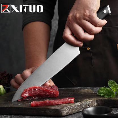 Facas de Cozinha Premium 1-9PEÇAS Conjunto de Facas Japonesas de Aço Inoxidável 5CR15 Incluindo Facas Santoku, Cutelo, Utilitária e de Desossar