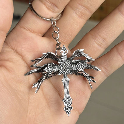 Colar com Pingente de Cruz de Asas de Jesus Gótico Retrô, Joia para Homens e Mulheres, Grande, Vintage, Punk Escuro, Amuleto Religioso, Presentes