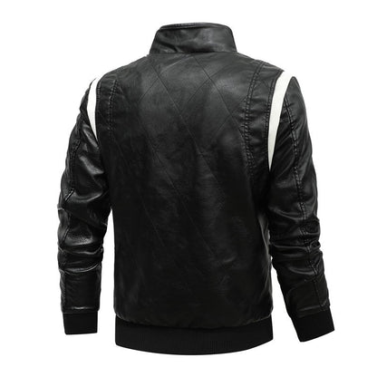 Men Winter Driving Leather Jacket Men Scorpion Embroidered Hooded Jacket PU Leather Motorcycle Jacket
