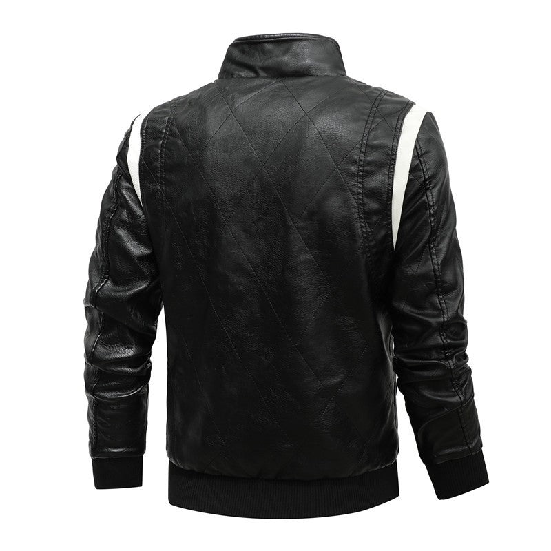 Men Winter Driving Leather Jacket Men Scorpion Embroidered Hooded Jacket PU Leather Motorcycle Jacket