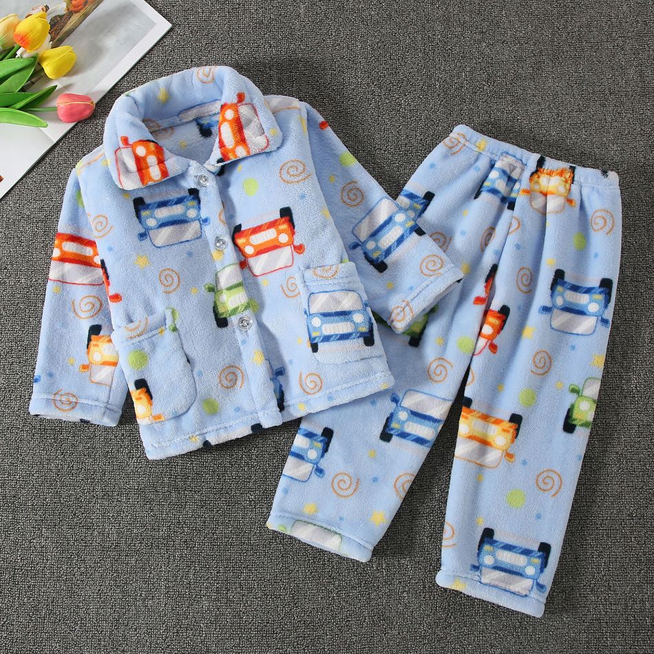 High Quality Coral Fleece Flannel Cute Cartoon Pattern Pajama Sets Boys and Girls Long Sleeve Warm Comfortable Winter Sleepwear