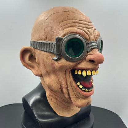 Halloween Scary Latex Mask Old Man Cosplay Head Cover Funny Bald Grandpa Prop with Goggles for Carnival Party