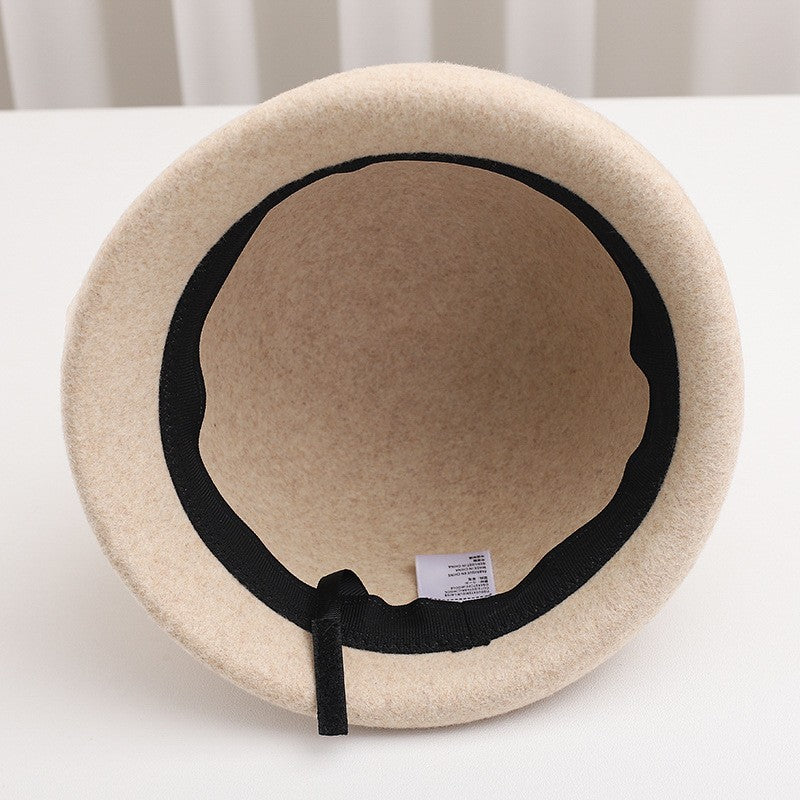 Women French Wool Beret Autumn Winter Fashion Retro Bow Knot Lady Cloche Hat Casual Travel Gift