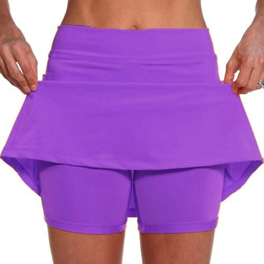 Women's Fashion Sports Skirts Solid Color Anti-exposure Skort Running Tennis Golf Shorts Breathable Short Dress with Pockets