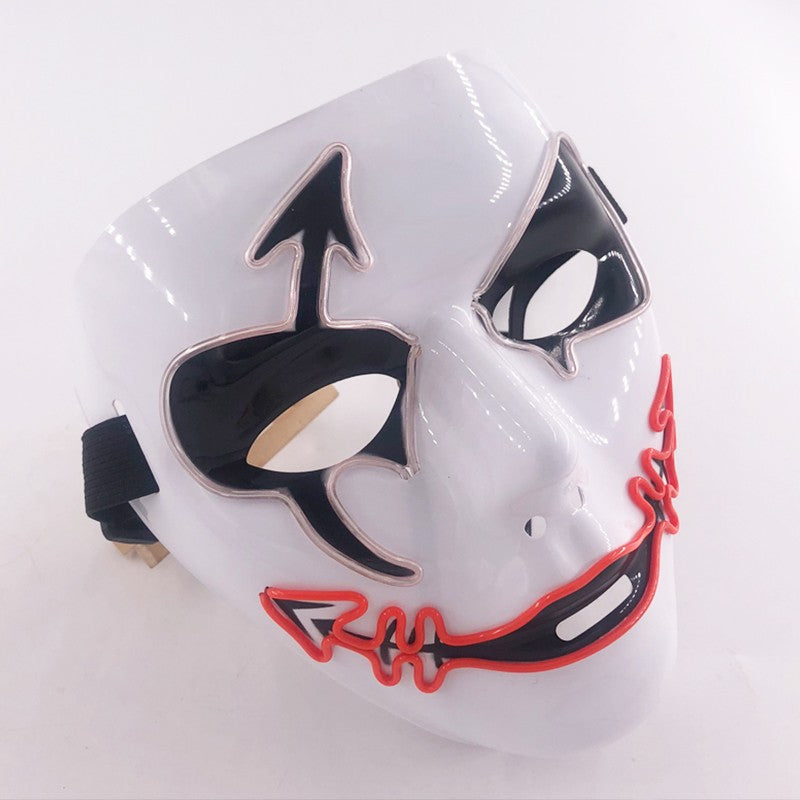 Shuffle Dance Mask Luminous Purge Mask Devil Glowing Masquerade Cosplay Mask for Halloween Horror Haunted House Props
