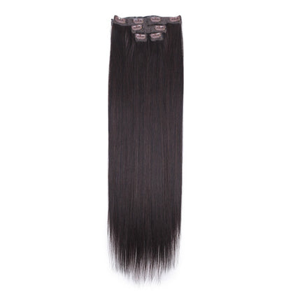 FASHION IDOL Long Straight Hairstyle 8 Clips In Hair Extensions Blonde 60CM Natural Synthetic Hair Daily Use Hairpiece Fake Hair