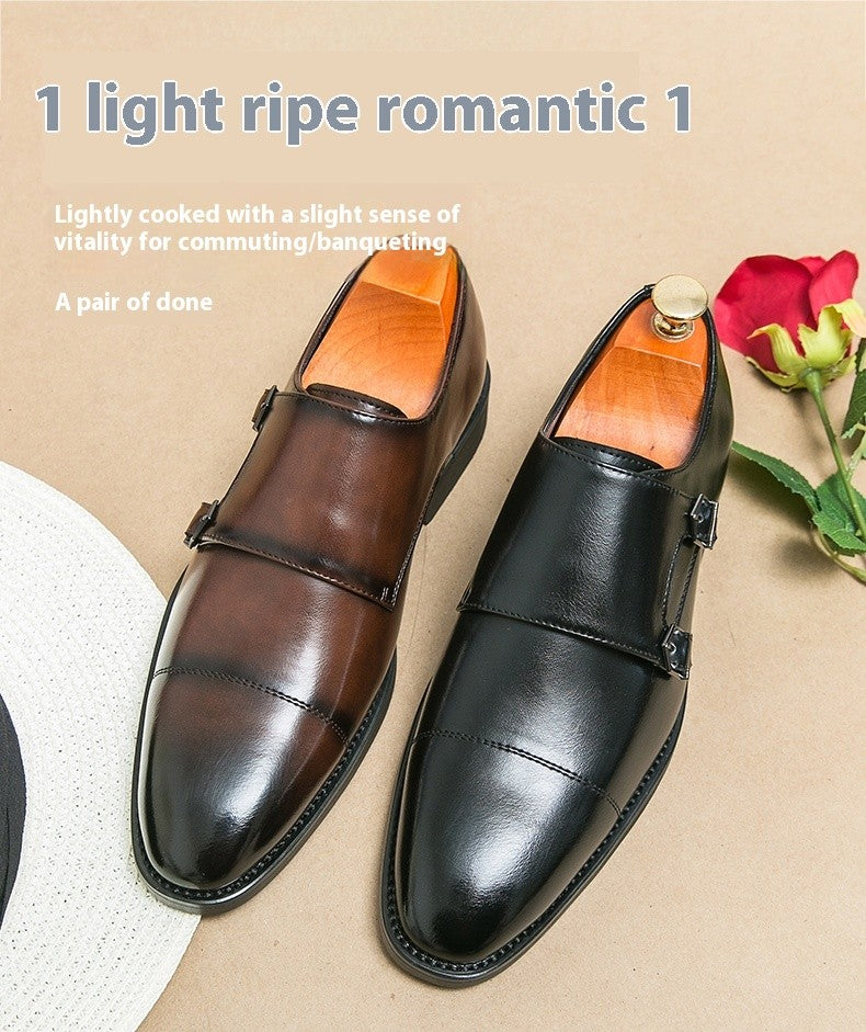 Large size men's three-point casual leather shoes men's leather business gentleman British style dress men Mengke shoes