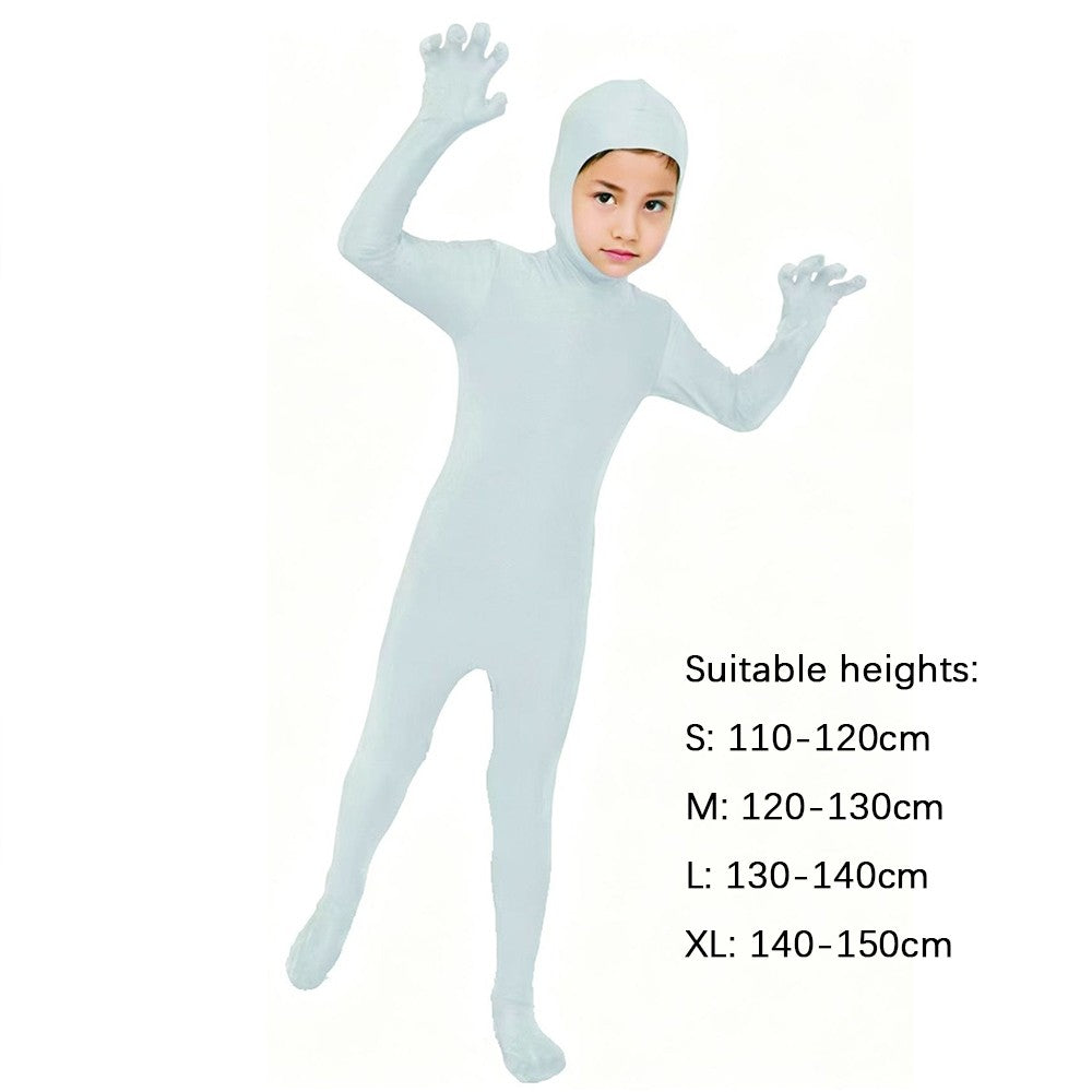 Kids Zentai Invisible Jumpsuit Cosplay Costume Bodysuits Halloween Carnival Skin Tight Suit Spandex Stretch Disappearing