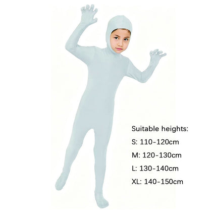 Kids Zentai Invisible Jumpsuit Cosplay Costume Bodysuits Halloween Carnival Skin Tight Suit Spandex Stretch Disappearing