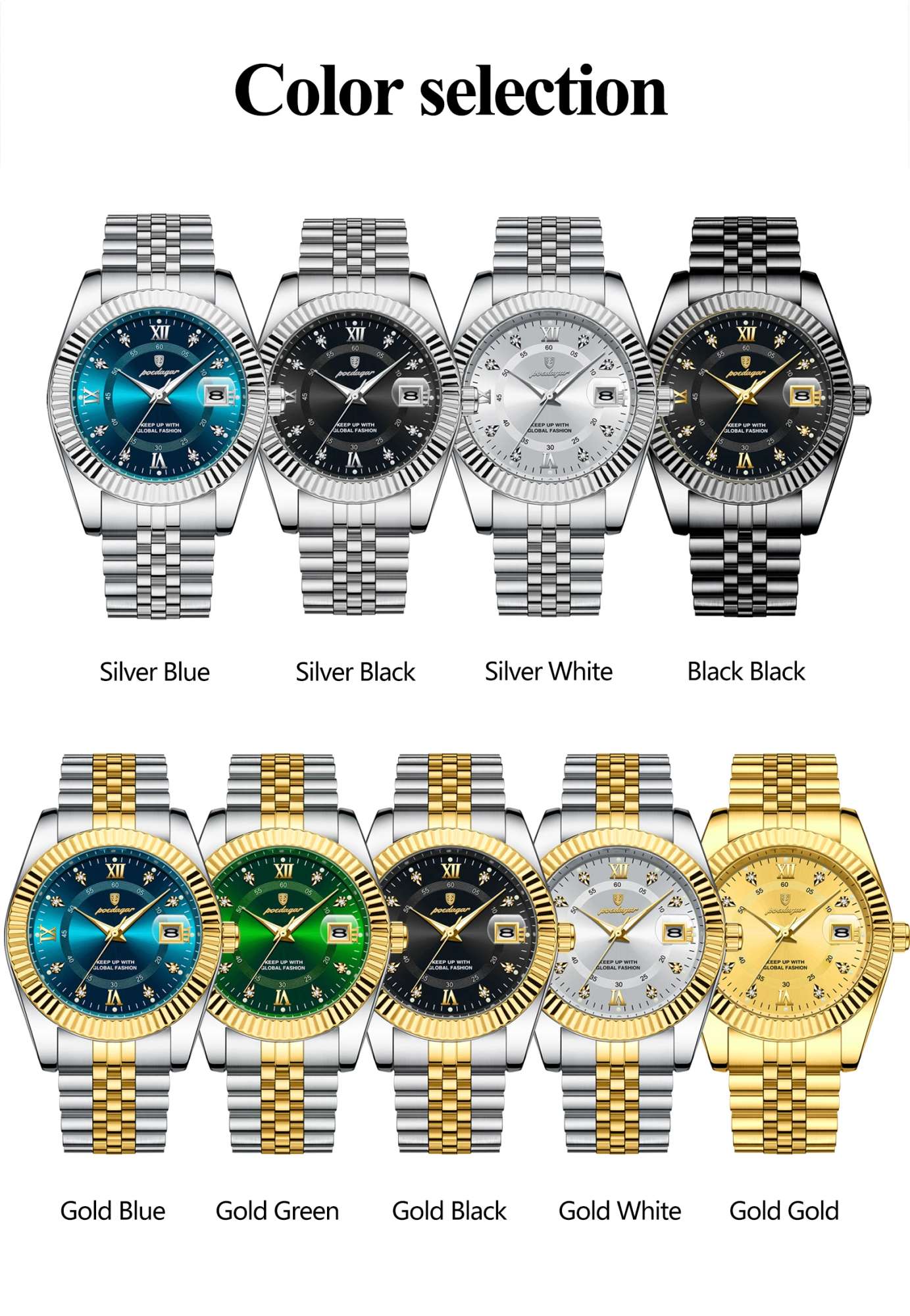 POEDAGAR Luxury Business Men Wristwatch Waterproof Luminous Date Military Man Watch Stainless Steel Fashion Men's Quartz Watches