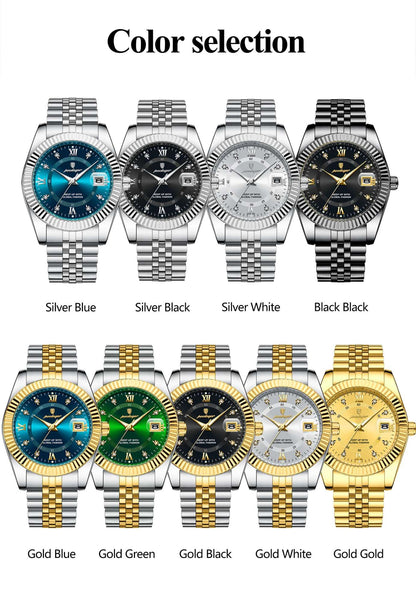 POEDAGAR Luxury Business Men Wristwatch Waterproof Luminous Date Military Man Watch Stainless Steel Fashion Men's Quartz Watches