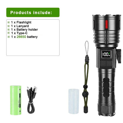 Super Bright Flashlight 10000000LM Torch High Power LED Flashlights Zoomable Lantern Rechargeable Lamp Magnet Tactical Lantern