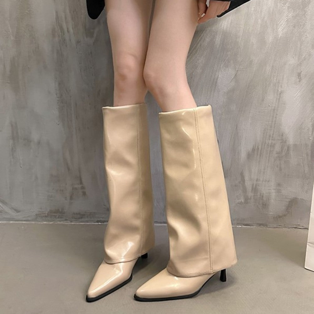 Women Chunky High Boots Pointed Toe Sexy Solid Color Design  Autumn and Winter New 2024 Trend Retro Fad Woman Boots Size 35-42
