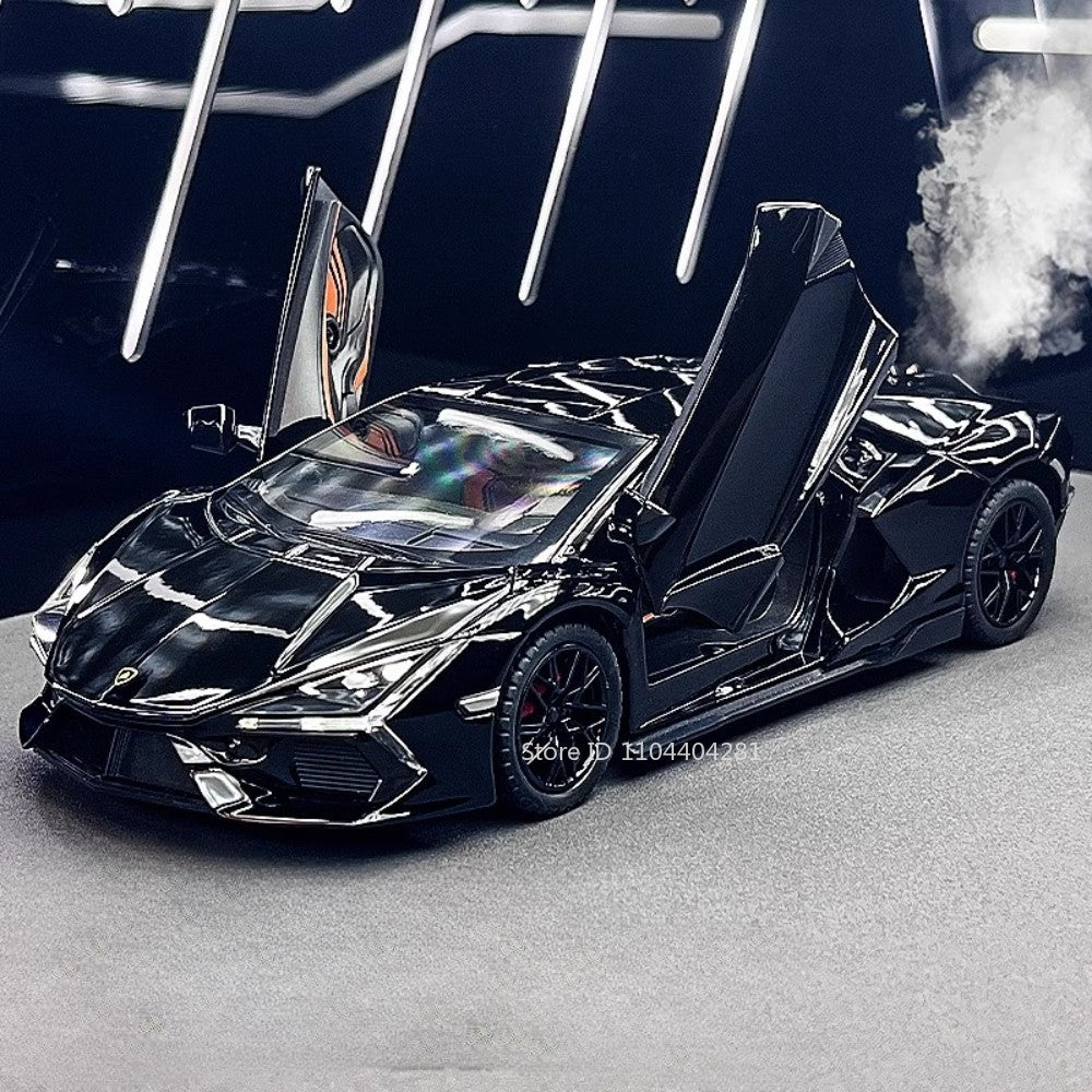 1:24 Lambor Revuelto Bolide Alloy Diecast Cars Model Toys with Sound Light Pull Back Doors Opened Miniature Sports Car Boy Gifts