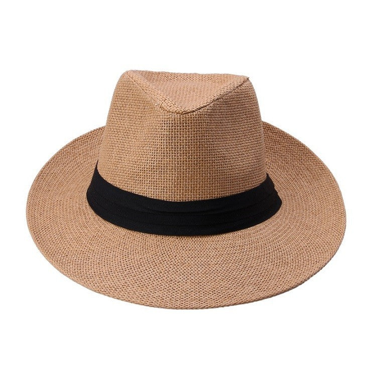 Chapéu de Sol Fedora de Verão Casual Unissex Moda Praia Aba Larga Jazz Chapéu Panamá Palha de Papel Boné Feminino Masculino Com Fita Preta