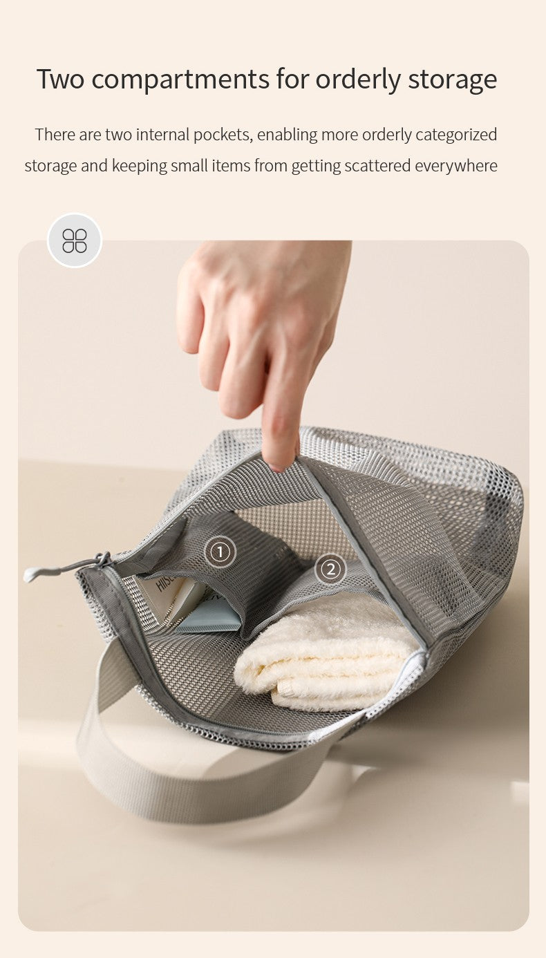 23x26cm Portable Toiletry Bag with Handy Handle Large Capacity Mesh Toiletry  Storage Bag Makeup Bag for Business Trips Travel