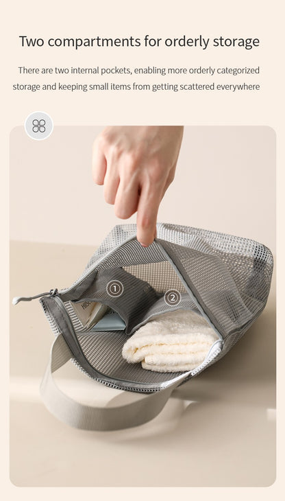 23x26cm Portable Toiletry Bag with Handy Handle Large Capacity Mesh Toiletry  Storage Bag Makeup Bag for Business Trips Travel