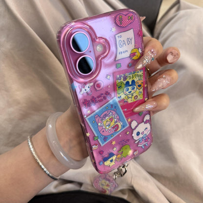 Capa de Telefone Ins Japan Lovely Anime Desenho Animado Bonito com Glitter para iPhone 16 15 14 13 12 11 Pro MAX XR XS MAX 7 8 Plus Y2K Kawaii